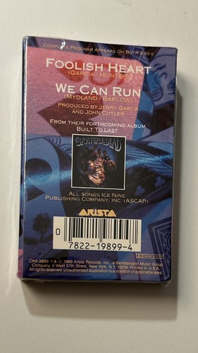 SEALED NEW GRATEFUL DEAD FOOLISH HEART PLAYING  CARDS 1989 CASSETTE TAPE HYPE - Picture 2 of 2