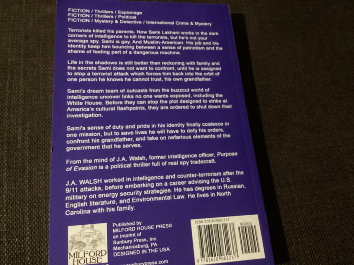 Signed copy Purpose of Evasion A Sami Lakhani Thriller