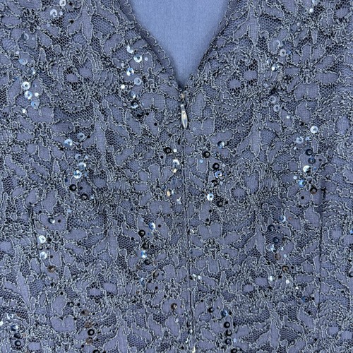 Alex Evenings Dress Womens 12 Maxi Sequin Embellished Wedding Evening Event Blue - Picture 8 of 12