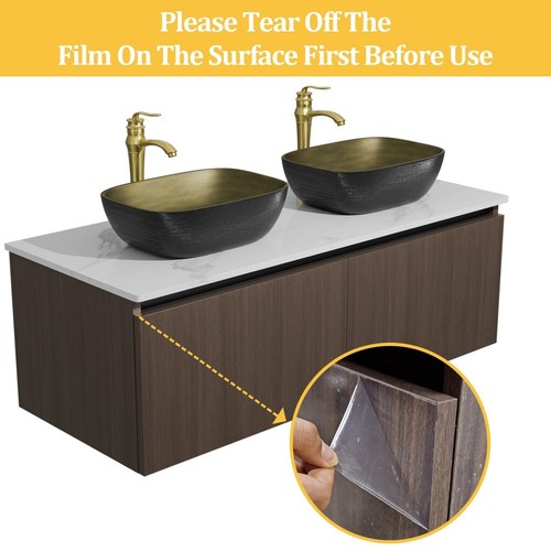 Bathroom Vanity Unit 800/1000/1200mm Wall Hung With Marble Basin Complete Set - Picture 46 of 47