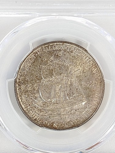 1924 Huguenot Commemorative Silver Half Dollar PCGS MS65+ Green CAC - Picture 5 of 7