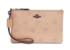 NWT Coach Small Wristlet 29667 Western Heart Beechwood $75 w receipt