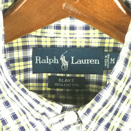 GREAT RALPH LAUREN BLAKE BLUE YELLOW PLAID MENS SHORT SLEEVE SHIRT Size M - Picture 3 of 4