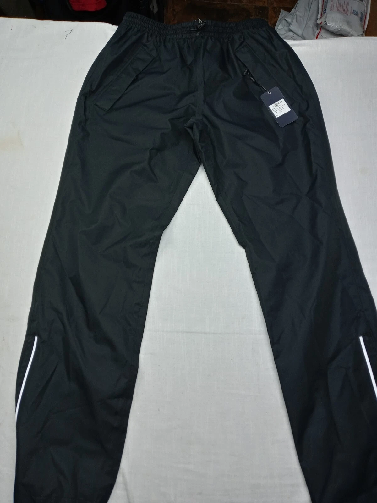 5Oaks Waterproof Rain Over Pants Men's Small Black Adjustable Snap Zipper Cuffs