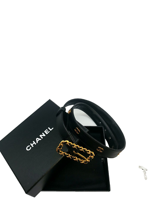 CHANEL CC Logo Charm Leather Black Belt Size 65 26 Used from