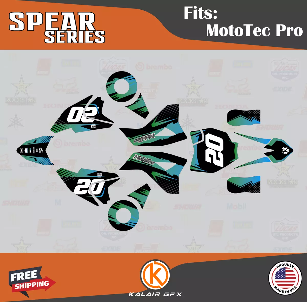 Graphics Kit for MotoTec 36V and 48V Pro Electric Dirt Bike Spear