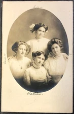 RPPC_078 Real Photo Postcard Sisters?  "Cora, Emma, Kathleen and ?"