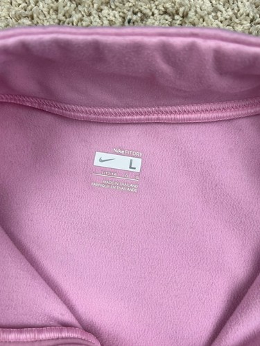 NIKE Girls Pullover 1/4 Zip Size Large (12/14) Pink Fleece Inside Soft L/S - Picture 3 of 9