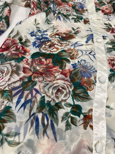 Victoria's Secret Vintage 90er Langarm dunkel Blumen blickdicht Kimono Morgenmantel Small - Bild 4 von 8