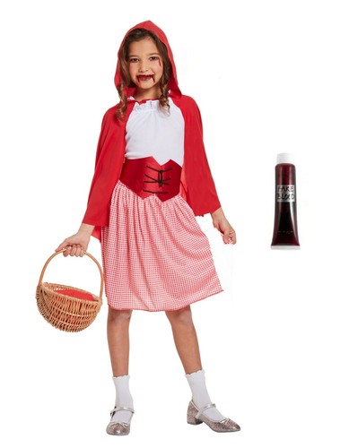 Girls ZOMBIE RED RIDING HOOD Halloween Costume Fairytale Princess Fancy Dress UK - Picture 6 of 10