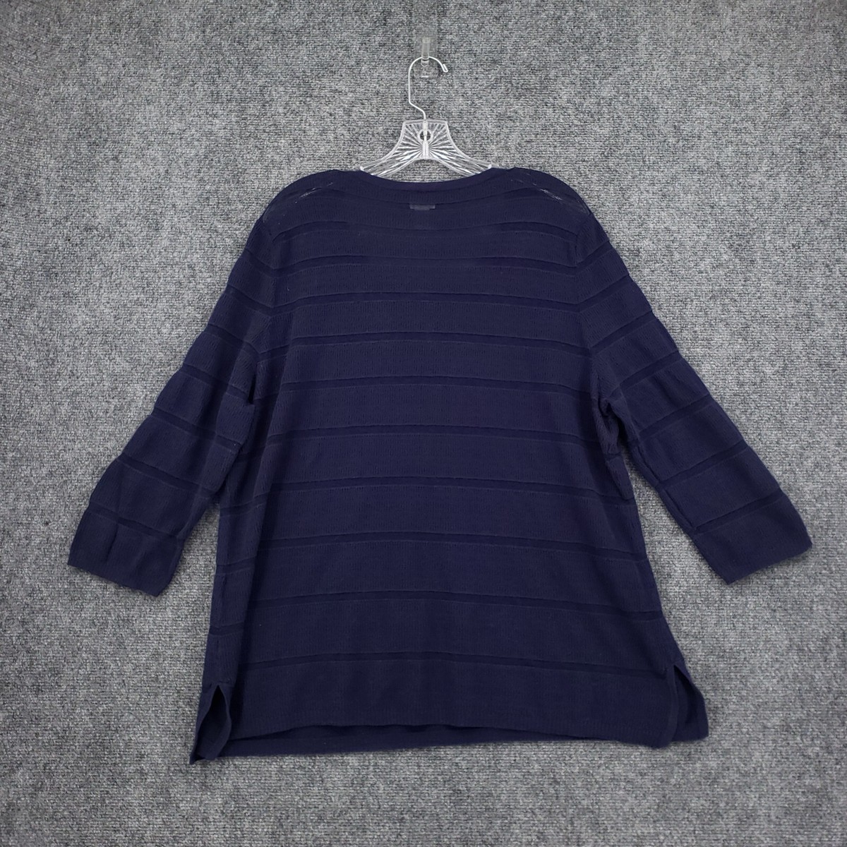 Chicos Weekends Top Womens 3 US L Large Blue Lace Up Striped Tunic