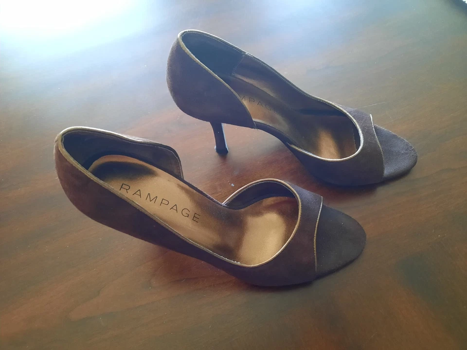 Rampage shoes open toe sandals stiletto high heel brown suede size 7M - Image 2 of 4