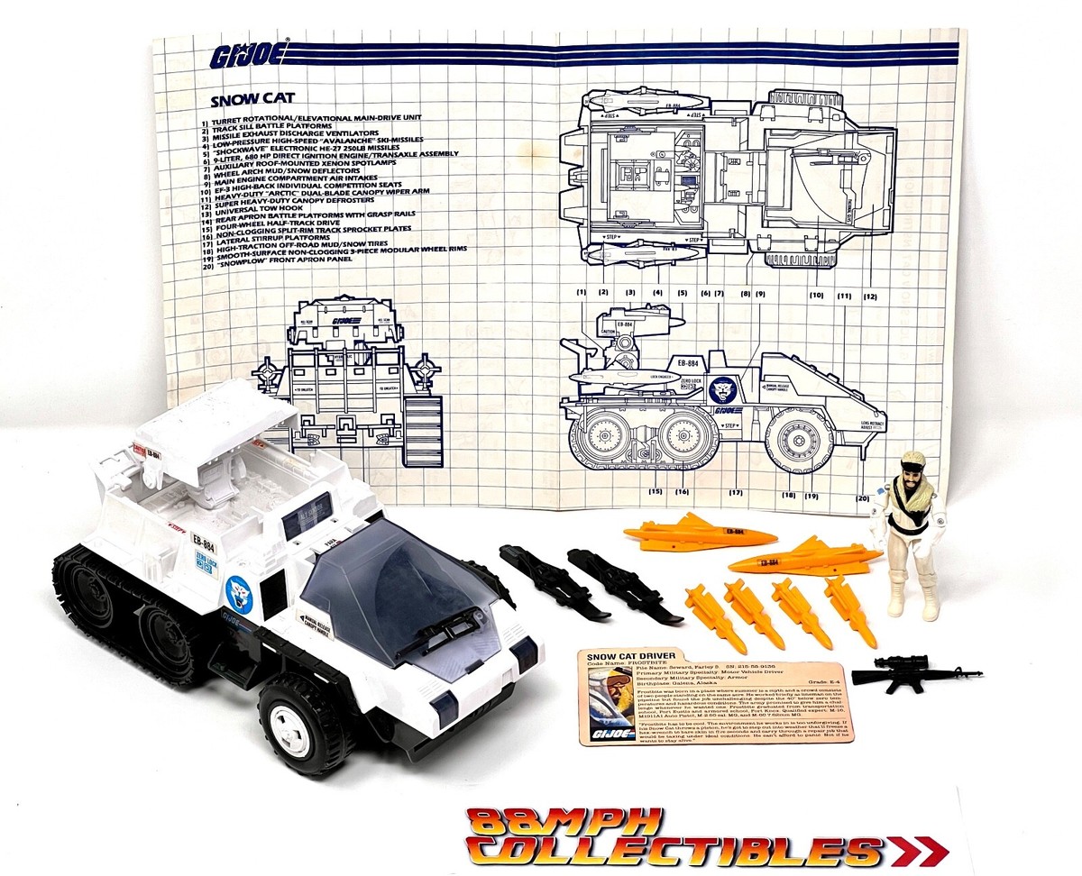 Nice COMPLETE 1985 GI Joe SNOW CAT Snowcat + File CARD
