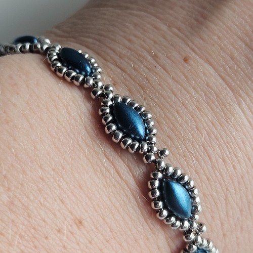 Armband Damen Schmuck handarbeit Grün Silber Perlen Glasperlen 17 cm fein schmal - Bild 3 von 6