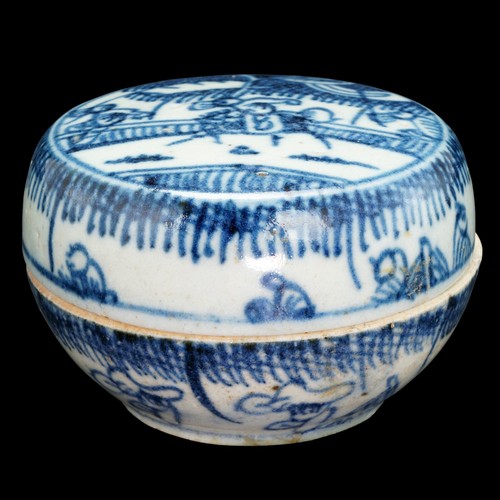 Caja china con tapa azul y blanca Ming temprana siglo XV - Imagen 6 de 9