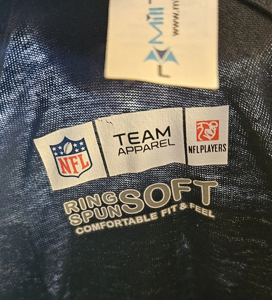 NEW NFL Seattle Seahawks Adult L Ring Spun Short Sleeve T-shirt Navy Blue 12 Fan - Image 3 of 4