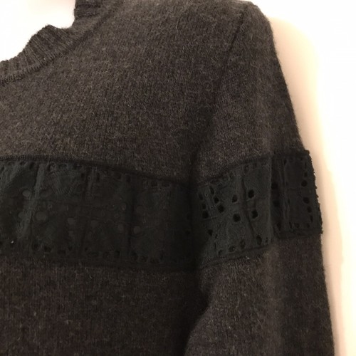 COUNTRY ROAD Womens Lace Panel Knit Dress Size S 10 Charcoal Wool Cashmere Blend - Picture 7 of 19