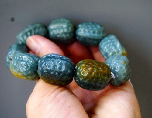 Certified Grade A Guatemalan Icy Brown Blue Juglans Bracelet 7“ Gemstone - Picture 6 of 15