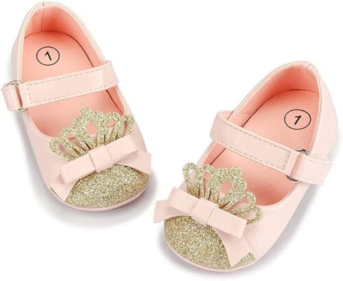 Baby Girls Bowknot Princess Wedding Dress Mary Jane Flats Newborn Sneaker Shoes - Picture 3 of 24