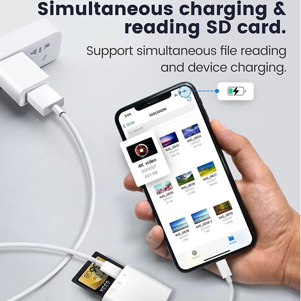 SD Card Reader for iPhone iPad,Trail Game Camera SD Card Viewer with Dual Slot - Image 2 of 4