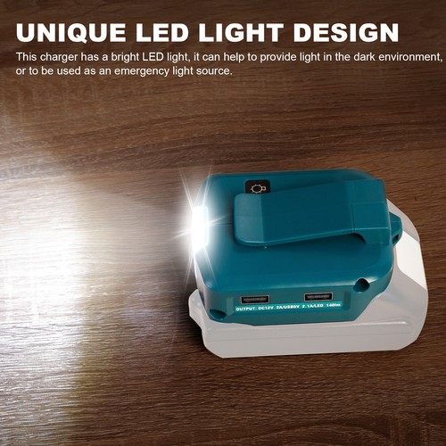 Adaptador de fuente de alimentación de CC/USB para batería de iones de litio con LED Makita 18V LXT BL1830/40 - Imagen 3 de 10