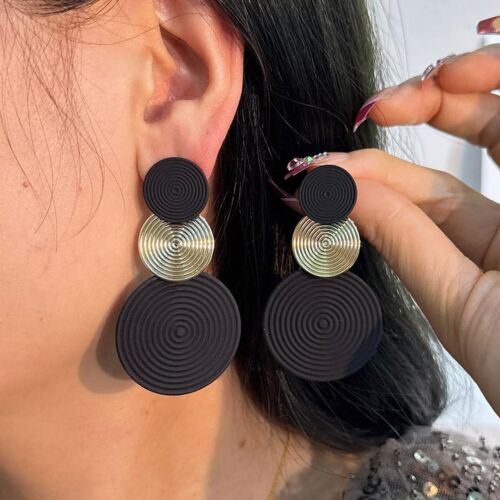 80s Neon Earrings for Women Round Disco Dangle Drop Earrings Lightweight Bohe... - Picture 3 of 7