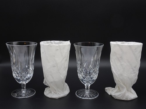 4 WATERFORD Crystal LISMORE 12 oz. Stemmed Iced Tea Glasses IRELAND New #3