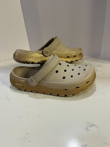 Skechers Foamies Arch Fit Step Clogs hellbraun mit Glitzer bequeme Damen-Sandalen Größe 8 - Bild 2 von 7