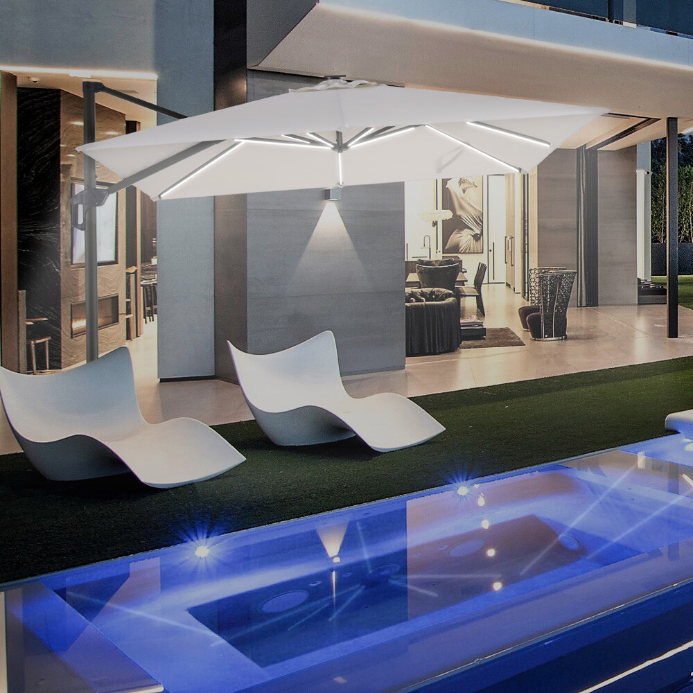 Sombrilla soporte lateral 3 x 3 m luz LED solar Waikiki Light
