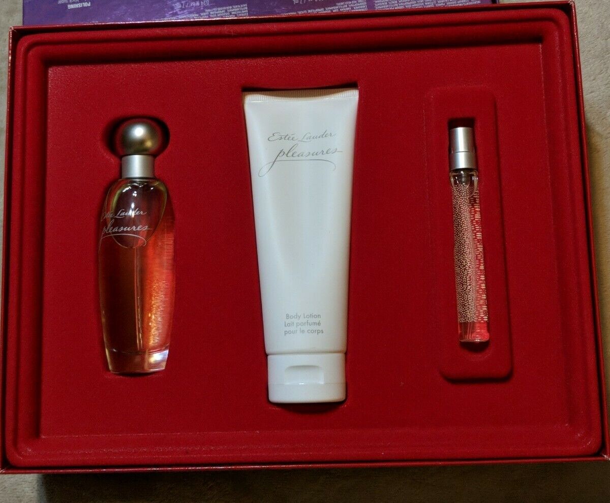 Estee Lauder Pleasures 3 Pc Gift Lotion Spray Industry No. 1 Perfume SEAL limited product 1.7 Set