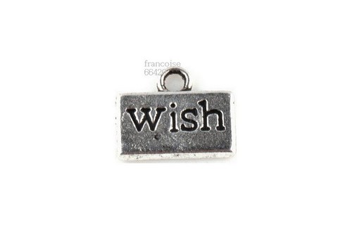 Breloques _ PLAQUE WISH 13X11mm _ Perles charms création bijoux bracelet _ B118 - Picture 3 of 3