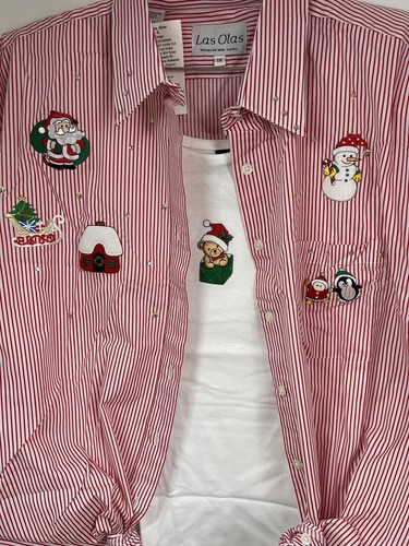 Las Olas Women’s Christmas Holiday Shirt Set Size Extra Large NEW Christmas Gift - Picture 4 of 6