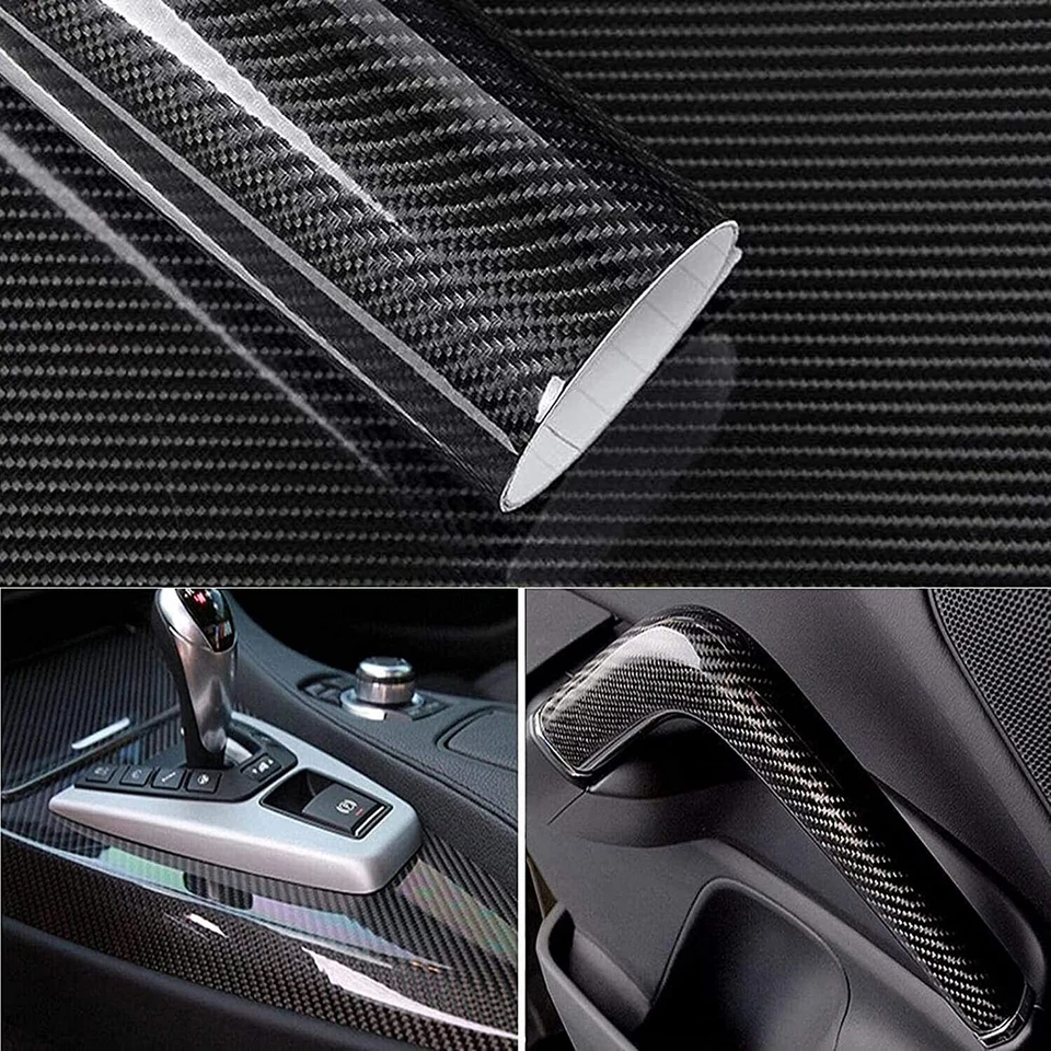 6D Waterproof Carbon Fiber Vinyl Car Wrap Sheet Roll Film Sticker Decal Paper US Foto 3 de 4