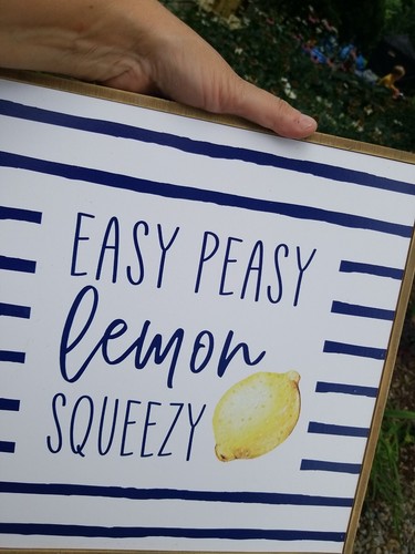 LEMON SIGN EASY PEASY LEMON SQUEEZY HOBBY LOBBY FARMHOUSE Blue Yellow SIGN 12.5" - Picture 2 of 24