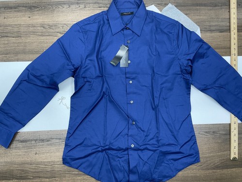Structure Slim Fit Mens Large 16-16.5 32-33 Blue Button Down Up Shirt Long Sleev - Picture 6 of 9