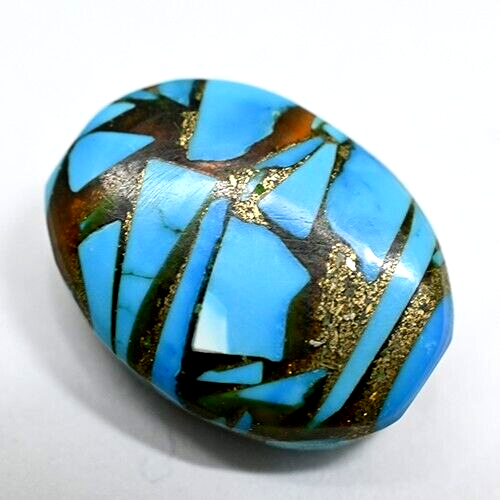 Natural USA Turquoise Golden Flake 10.25 Ct Certified loose Gemstone - Picture 3 of 5