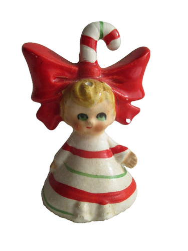 Vintage Lefton CANDY CANE Holly/Pixie Girls Christmas Salt & Pepper Shakers - Picture 8 of 21
