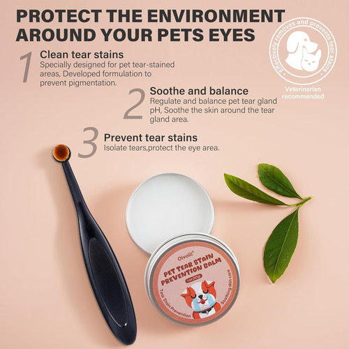 Pet Tear Stain Remover Balm with Pro Powder Brush,Eye Care for Dogs and Cats, Na - Picture 7 of 12