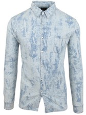 Fendi Roma men's long sleeve casual shirt size 43 17" cotton  elastane blue