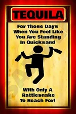 RATTLESNAKE TEQUILA SIGN 8X12 FUNNY BAR PUB MAN CAVE HAPPY HOUR SNAKE HUMOR