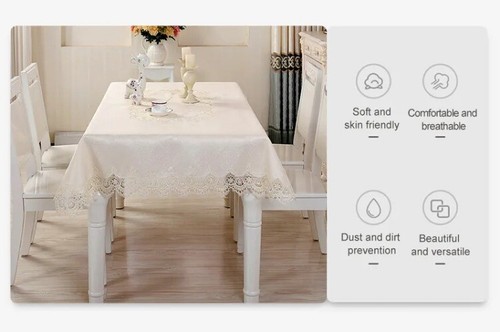 Jacquard Table Cloth Solid Color Spillproof Wrinkle Resistant Soft Tablecloth - Picture 10 of 25