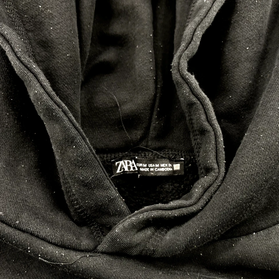 Женская толстовка с капюшоном Zara средний размер черная толстовка укороченный спортзал повседневный пуловер - Изображение 2 из 4