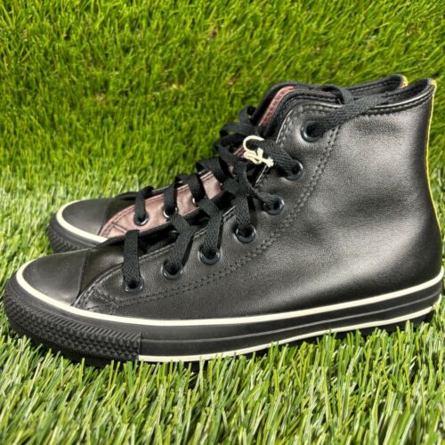 Converse Leather Chuck Taylor All Star High Top women’s size 8 Black brown gold - Picture 2 of 12