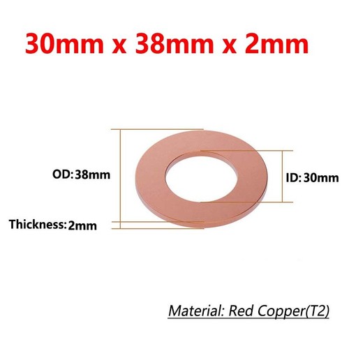 Metric Copper Sealing Washers Flat Gasket Rings ID 3-60mm OD 5-68mm Thick 1-2mm - Picture 215 of 249