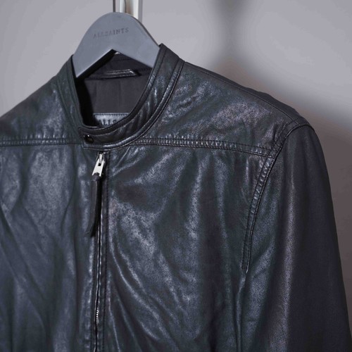 ALL SAINTS Leather Jacket MEDIUM Black Mens Biker Bomber COLT Rare Celebrity M - Picture 12 of 23