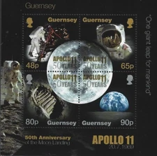 2019 Guernsey Sg MS1792 50th Anniversary of First Manned Moon Landing MNH