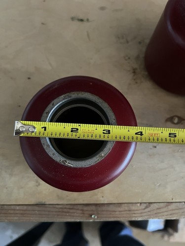 (SET OF 4) Pallet Jack Load Wheels | Dark Red Gum | 3.5"W x3 3/4" OD x 2" ID - Picture 5 of 7