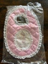 Vintage 1986 Pink Baby Bib Precious Moments Jesus Loves Me Lace NEW
