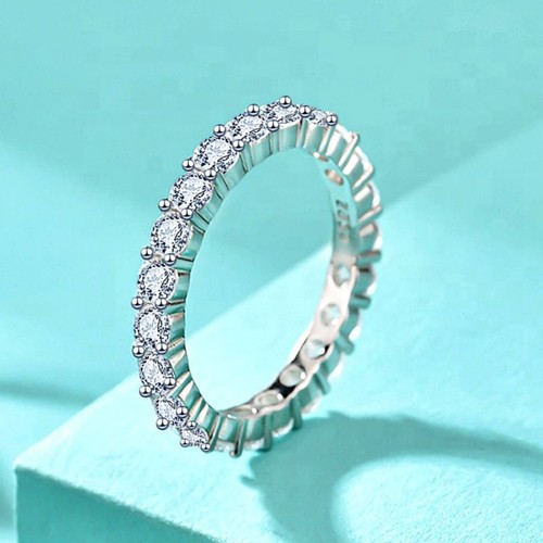 CZ Lines Simple 925 Sterling Silver Woman Girls Fashion Jewelry Anello misura 6 - Foto 2 di 10