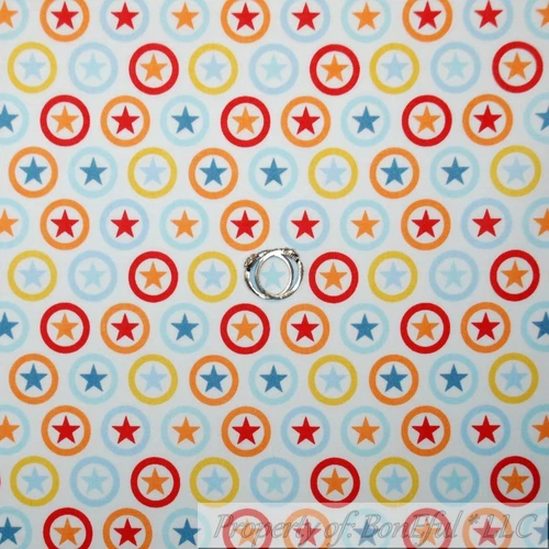 BonEful Fabric FQ Cotton Quilt White Red Blue Orange Yellow STAR Super Hero SALE
